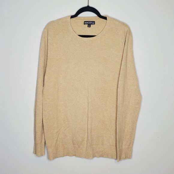 J. Crew Mercantile 100% Cotton Pique Thermal Crewneck Sweater Size Large Tan - Picture 1 of 7